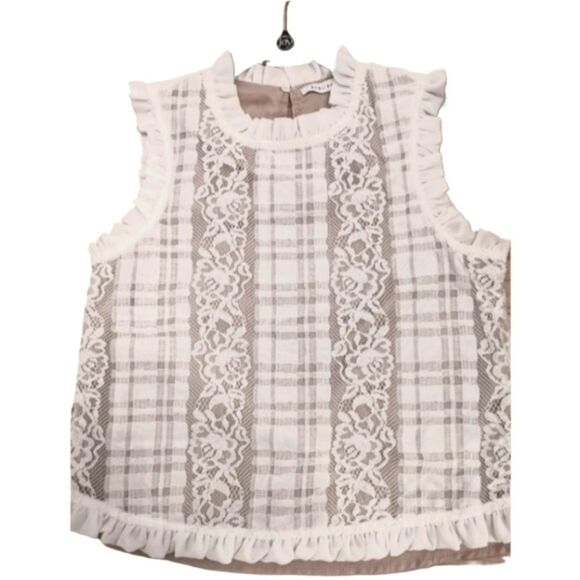 English Factory Tops - English Factory lace ruffle sleeveless top S